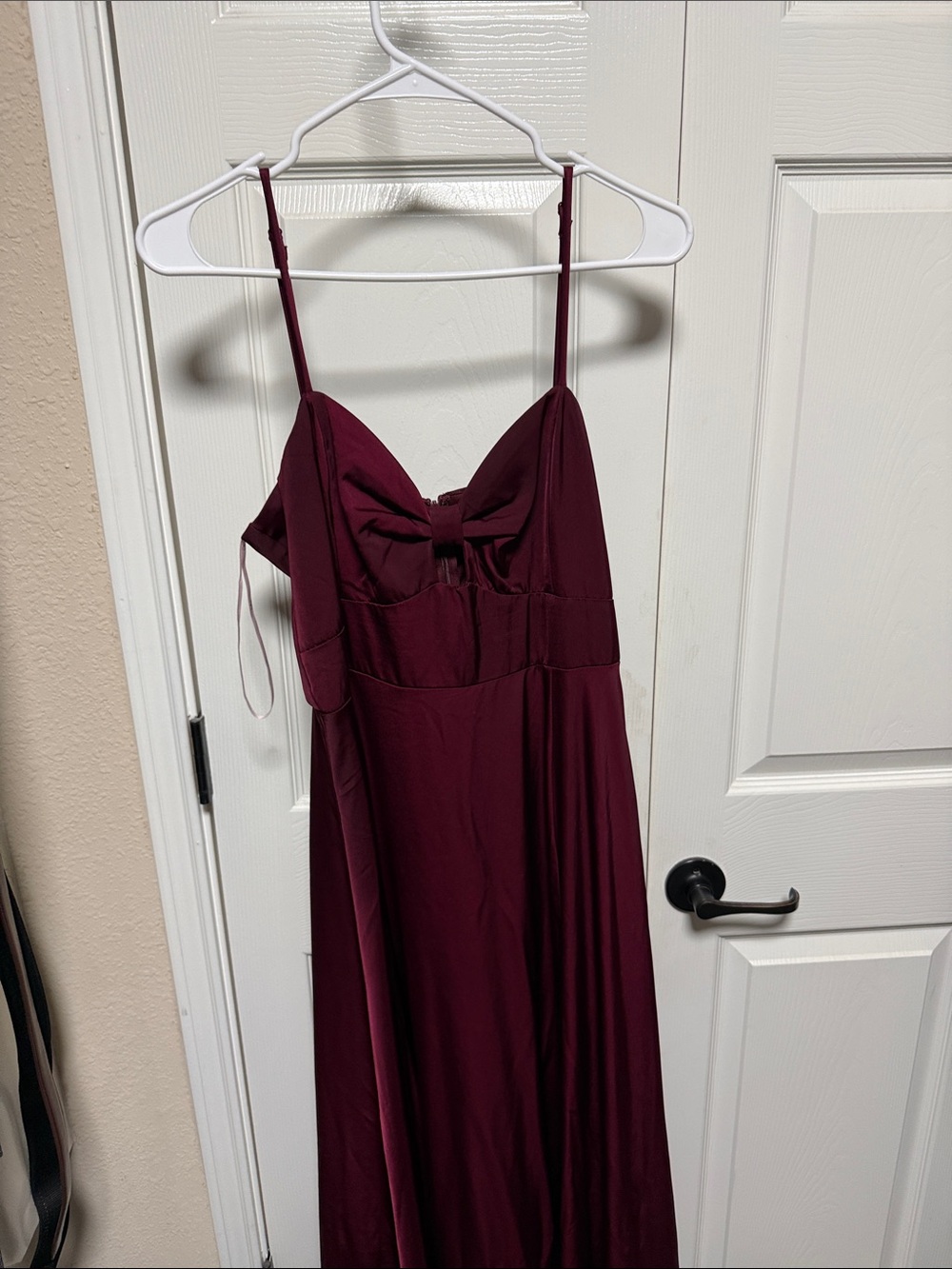 Lulu's Burgundy Strapless Bow-Front Maxi Dress